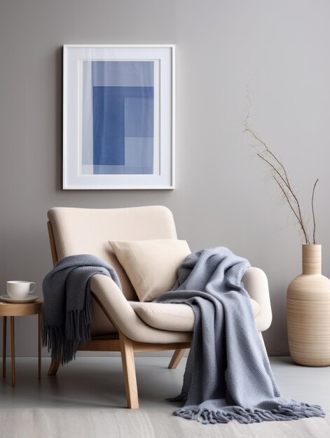 Photo modern pastel colors armchair in the contemporary livining room interior with copy space