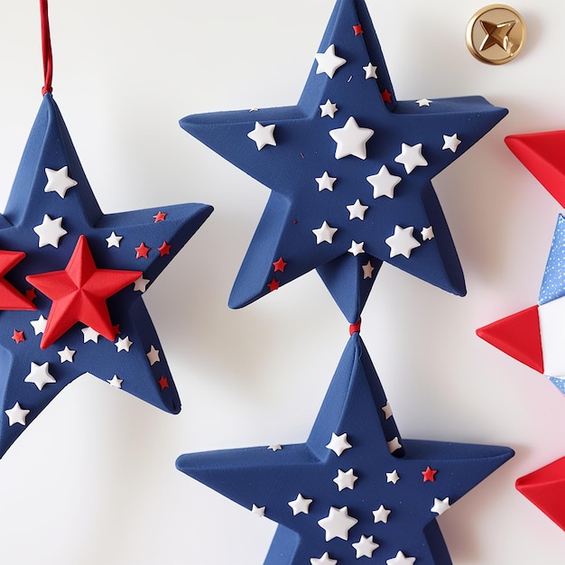 Modern Patriotic Painted 3D Stars