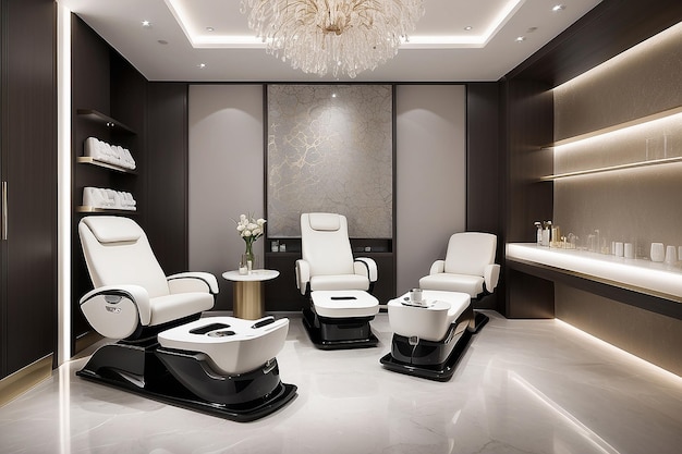 Photo a modern pedicure room with a comfortable armchair and specialized equipment