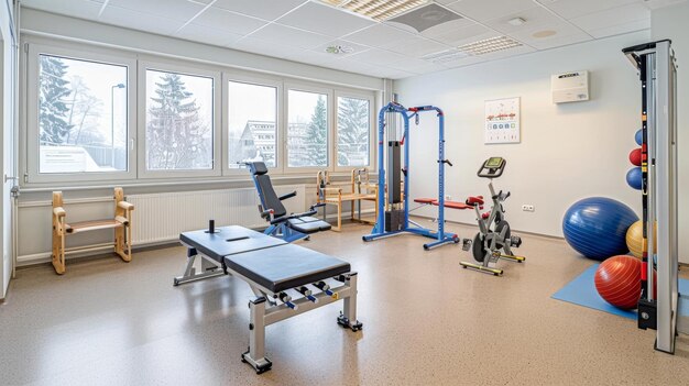 Photo modern physical therapy gym with equipment