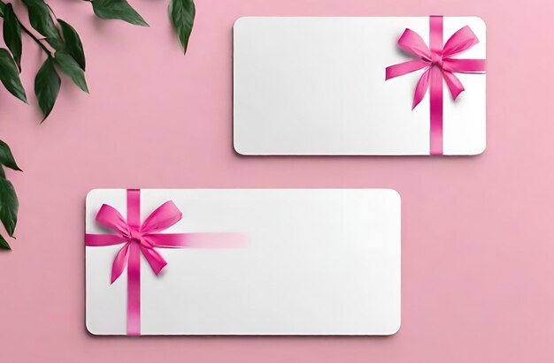 Photo modern pink gift card mockup