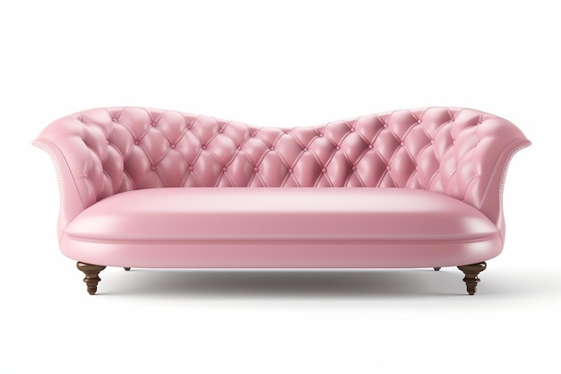 Photo modern pink leather capitone buttoned sofa isolated on white