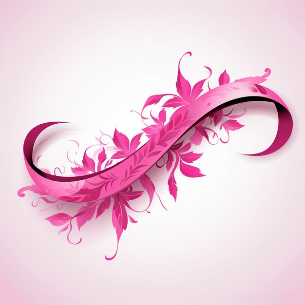 Photo modern pink ribbon on stark white background