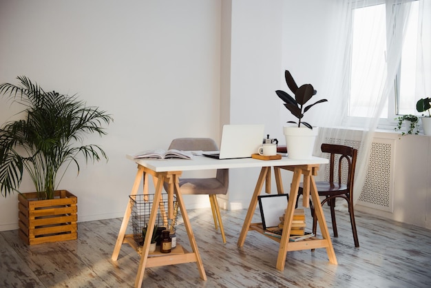 modern place for online working at table