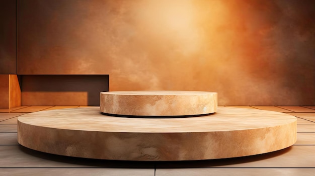 Modern podium design for product display or product stand with cinematic background and lighting