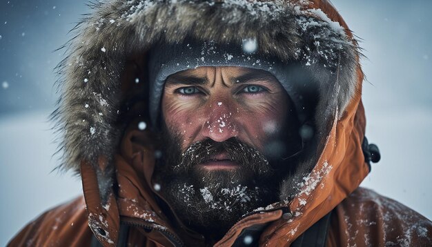 Photo modern polar expedition snow storm cinematic