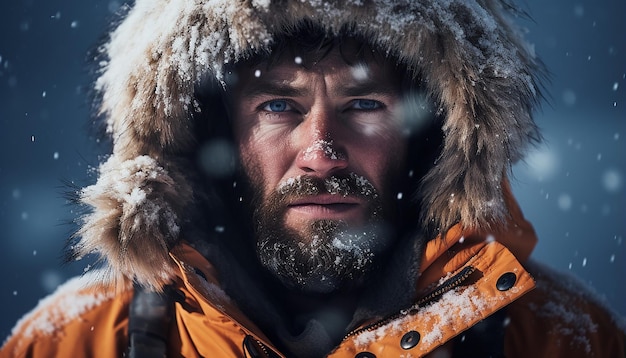 Photo modern polar expedition snow storm cinematic