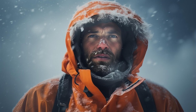 Photo modern polar expedition snow storm cinematic