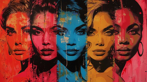 Modern pop art piece featuring iconic female figures for womens day