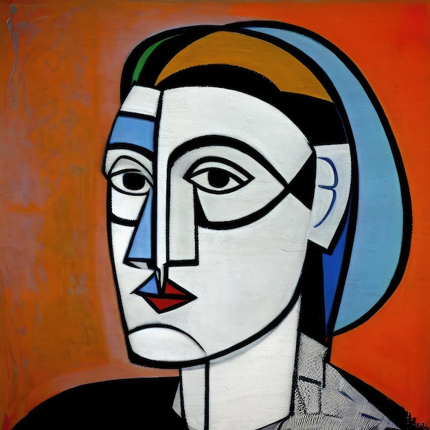 Photo modern portrait in picasso cubism style