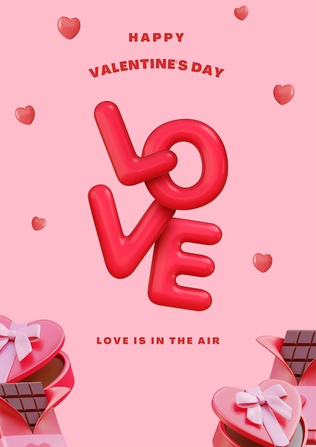 Photo modern poster 3d valentine's day