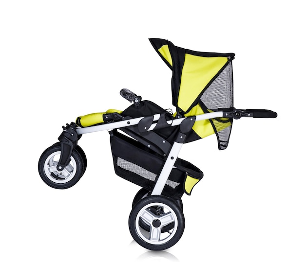 Modern pram isolated against a white background