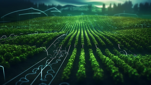 Foto moderne tecnologie di agricoltura di precisione per la coltivazione agricola