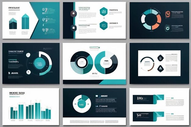 Фото Современные шаблоны слайд-презентаций инфографические элементы шаблоны набор для веб-печати годовой отчет брошюра бизнес-флаер лист маркетинг и рекламный шаблоны
