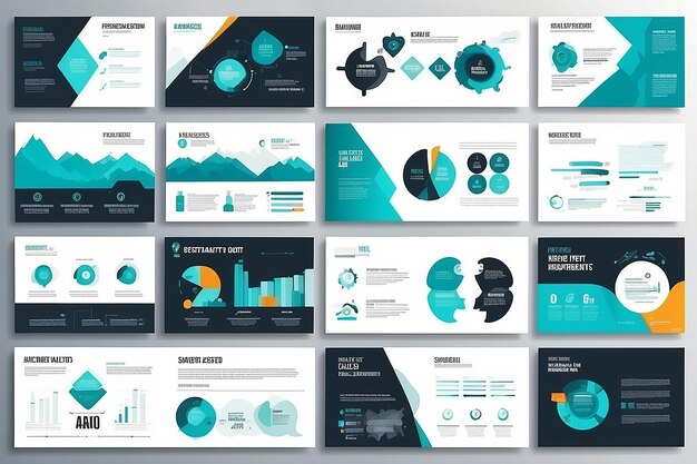 Современные шаблоны слайд-презентаций Инфографические элементы шаблоны набор для веб-печати годовой отчет брошюра бизнес-флаер лист маркетинг и рекламный шаблоны