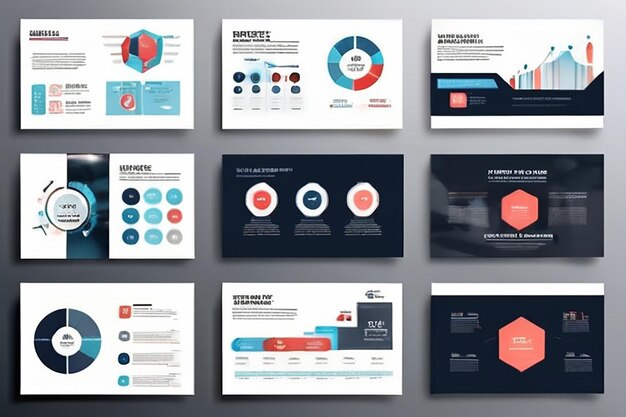 Foto moderni modelli di diapositive di presentazione set di modelli di elementi infografici per la stampa web rapporto annuale brochure volantino aziendale modello di marketing e pubblicità