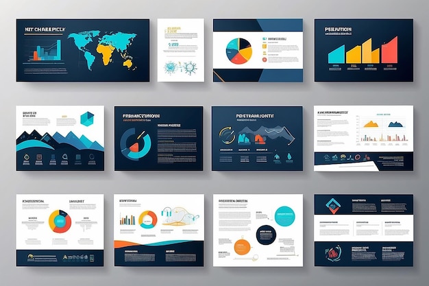 Современные шаблоны слайдов для презентации Инфографические элементы Шаблоны для веб-печати Брошюра годового отчета
