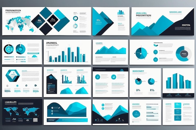 Foto moderni modelli di diapositive di presentazione set di modelli di elementi infografici per la stampa web brochura della relazione annuale