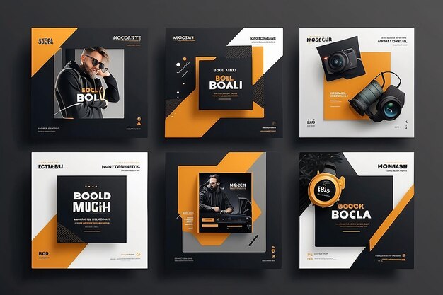 Photo modern product promotion elegant active and masculine bold instagram social media post template set mockup