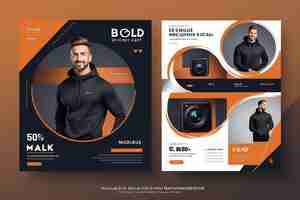Photo modern product promotion elegant active and masculine bold instagram social media post template set mockup