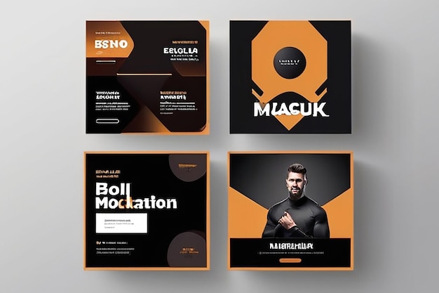 Foto moderna promozione del prodotto elegante attivo e maschile audace instagram social media post template set mockup