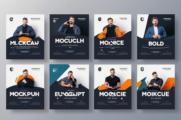 Photo modern product promotion elegant active and masculine bold instagram social media post template set mockup