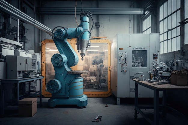 Modern production workshops with automated robot industrial