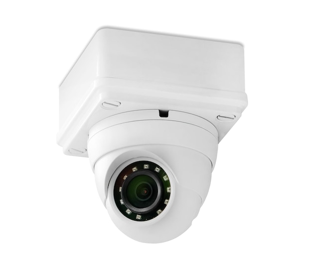 Modern public CCTV camera isolated on white background with clipping path