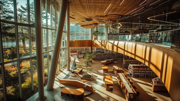 현대적 인 공공 도서관 공간
