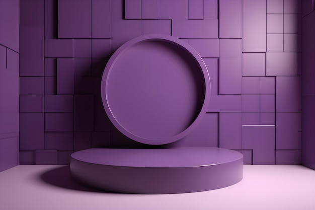 modern purple podium on purple wall