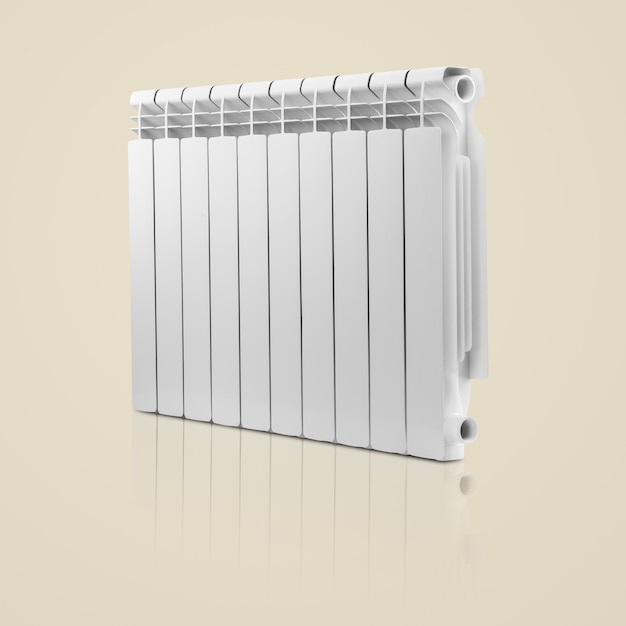 Modern radiator on a light background. household bimetallic battery