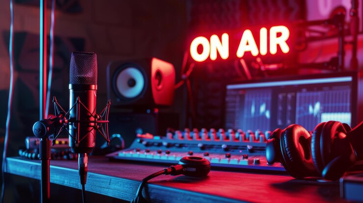 Photo the modern radio studio setup