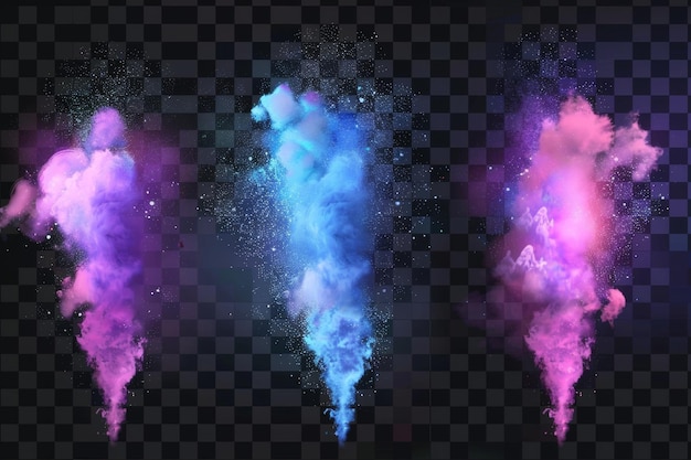 Foto un moderno insieme realistico di esplosioni di polvere colorata isolate su uno sfondo trasparente una spruzzatura di polvere di vernice con particelle