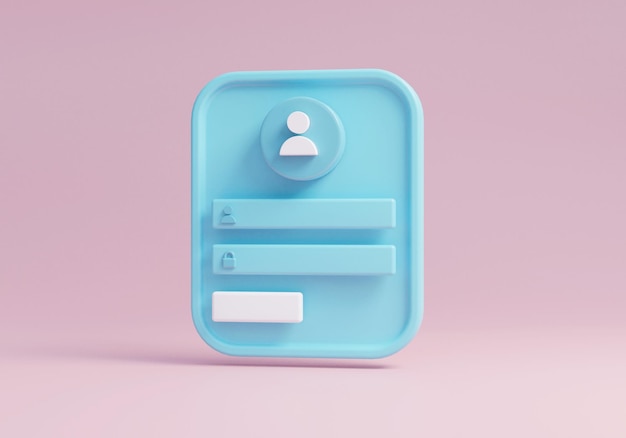 Modern realistic web login page templates 3d render