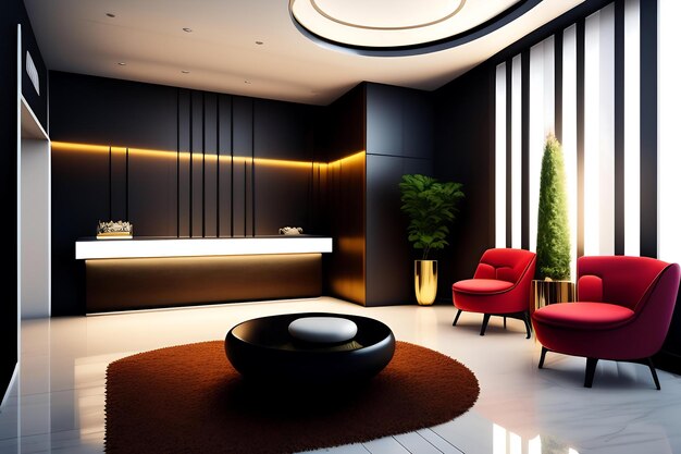 Modern reception area lobby area interior design