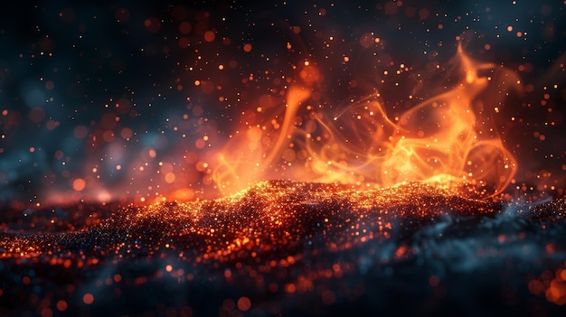 The modern of a red fire spark which is flying up Burning glowing particles Flame of fire with sparks above the ground over a dark night Firestorm texture Isolated on a black transparent