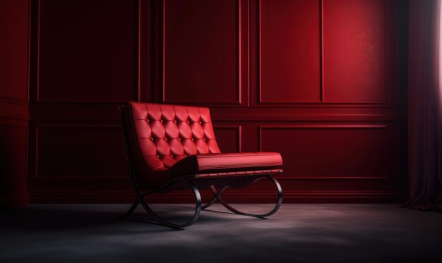 Modern red leather armchair in an empty space Generative AI