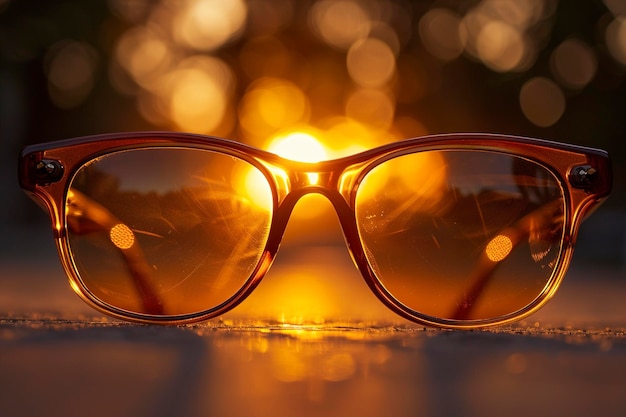 Photo modern red sunglasses on the table