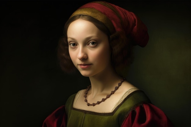 Modern Renaissance Portrait of a Woman with a Mysterious Smile