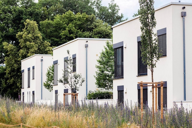 modern residential buildings facades of new houses with low energy consumption in germany europe