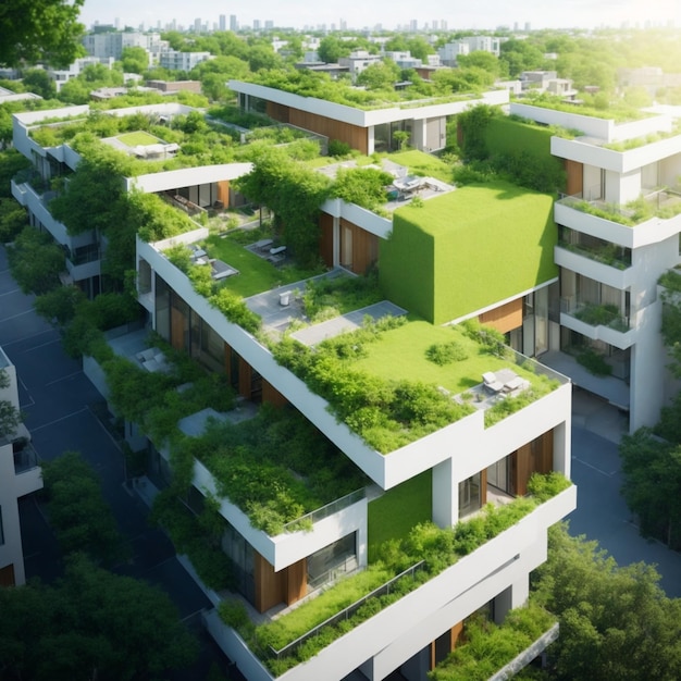 Photo modern residential district with green