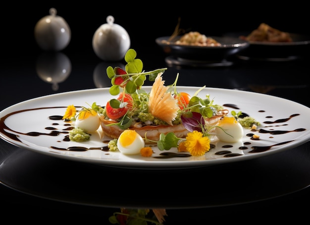 Foto ricetta di fotografia di piatti di chef di ristoranti moderni