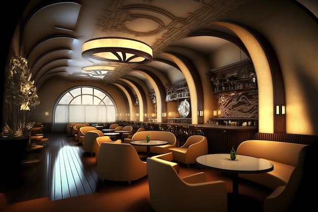 Modern restaurant lounge bar Train Station concept design