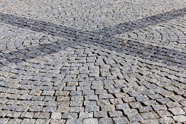 A modern road made of cobblestones and stones