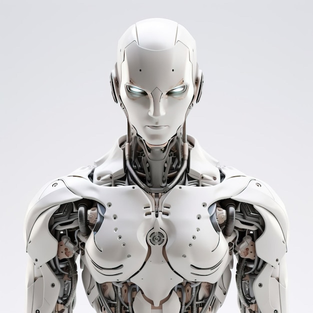 Photo modern robot in the form of a person artificial intelligence