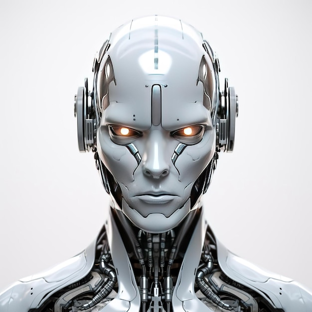 Photo modern robot in the form of a person artificial intelligence