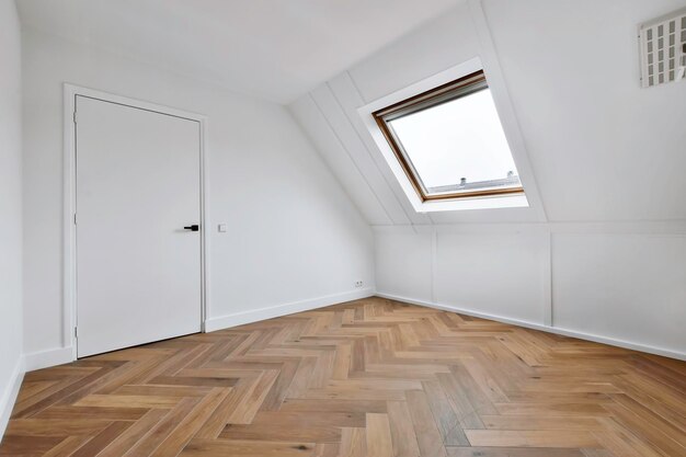 Modern room in daylight with a wooden window