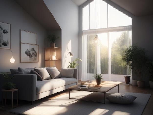 Modern room at sunrise