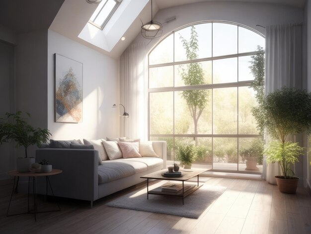 Modern room at sunrise