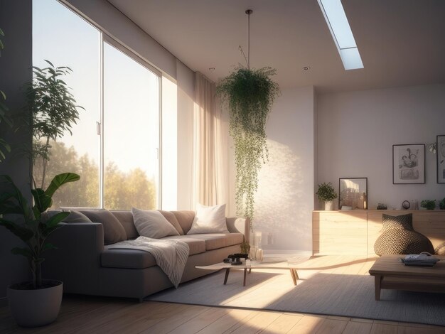 Modern room at sunrise